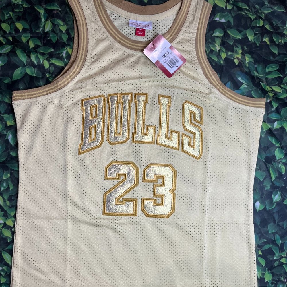 Gold Chicago Bulls Jordan Jersey